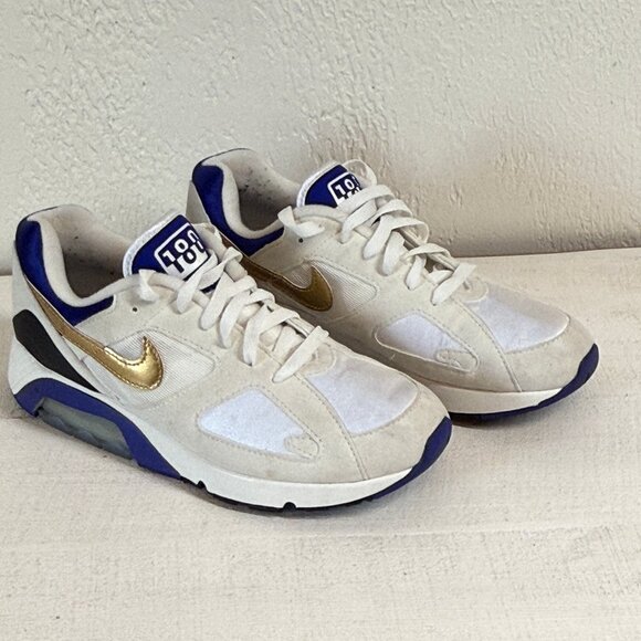 Nike Air Max 180 2024 Sneakers Summit White Concord Gold Swoosh Size 7.5 - Picture 1 of 16
